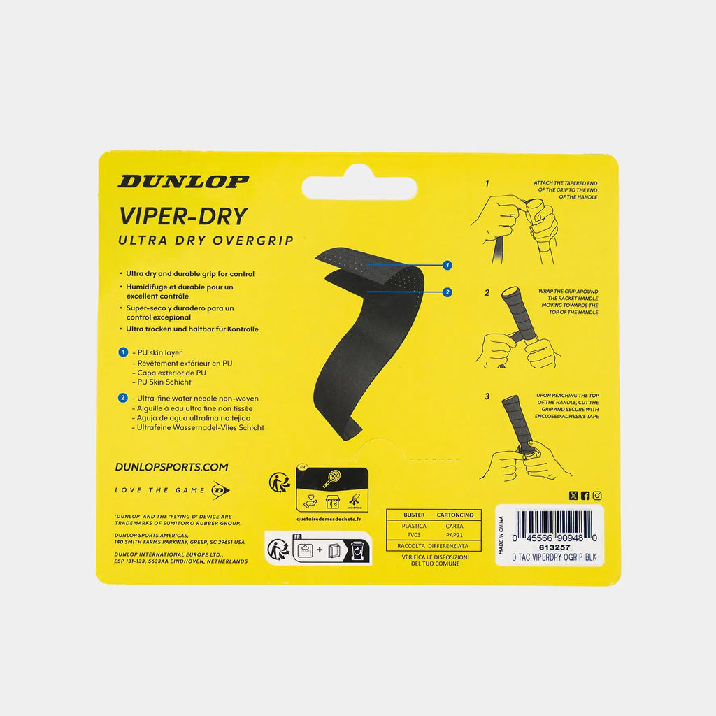 Teniso raketės virš. apvija DUNLOP VIPERDRY ATP overgrip, black