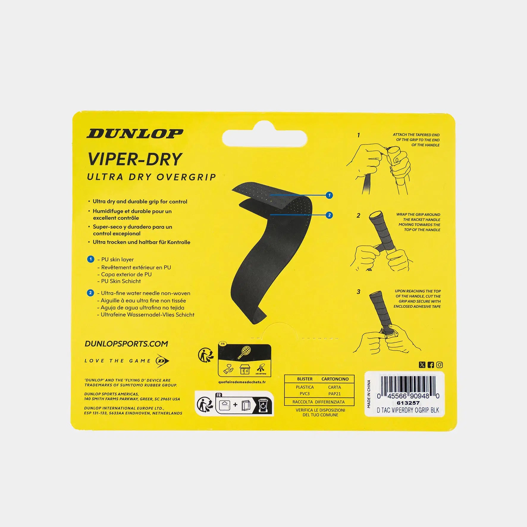 Teniso raketės virš. apvija DUNLOP VIPERDRY ATP overgrip, black