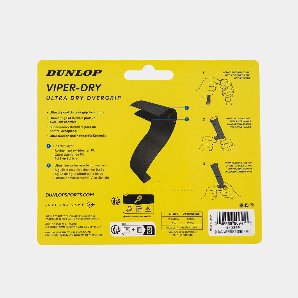 Teniso raketės virš. apvija DUNLOP VIPERDRY ATP overgrip, white
