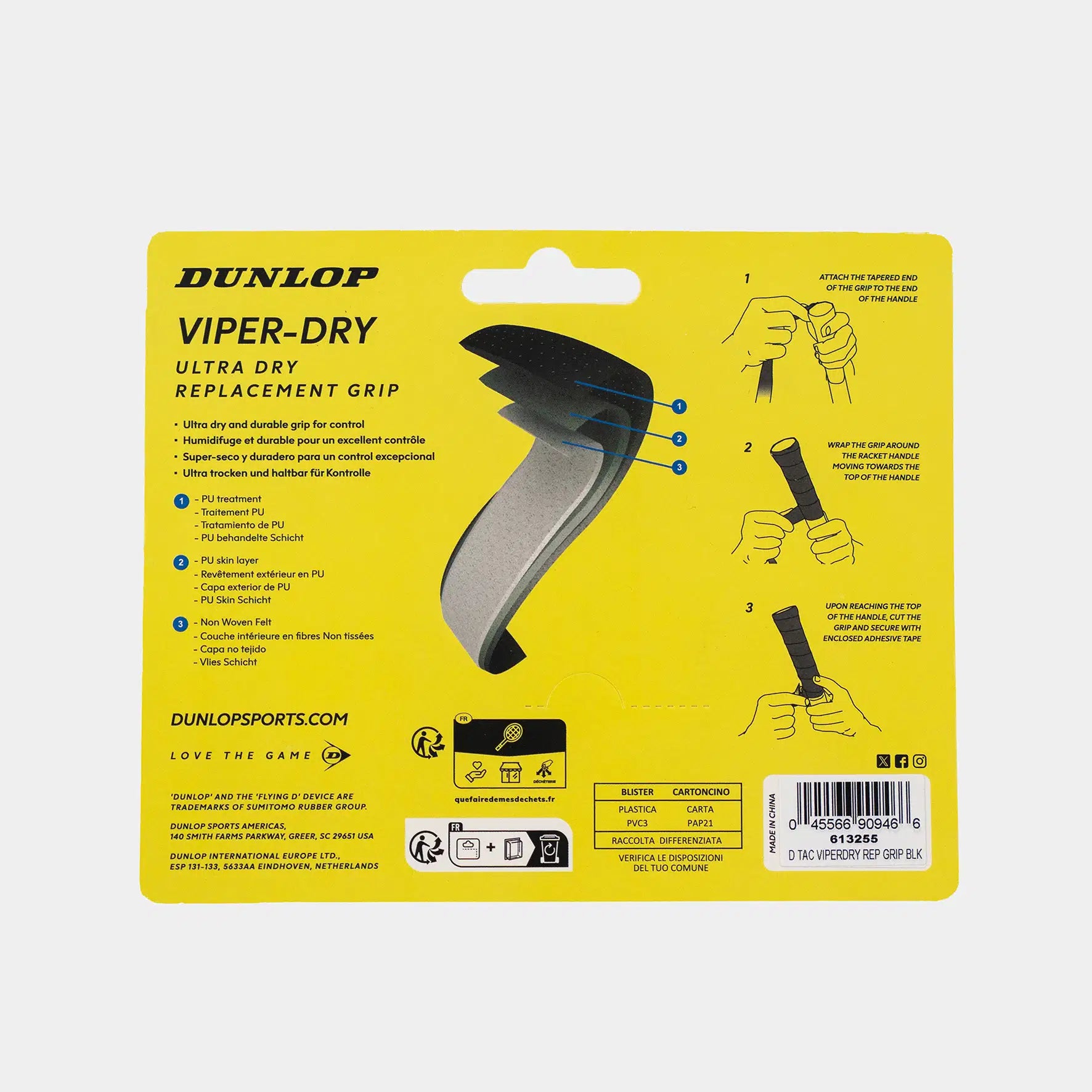 Teniso raketės vid. apvija DUNLOP VIPERDRY ATP replacement, black