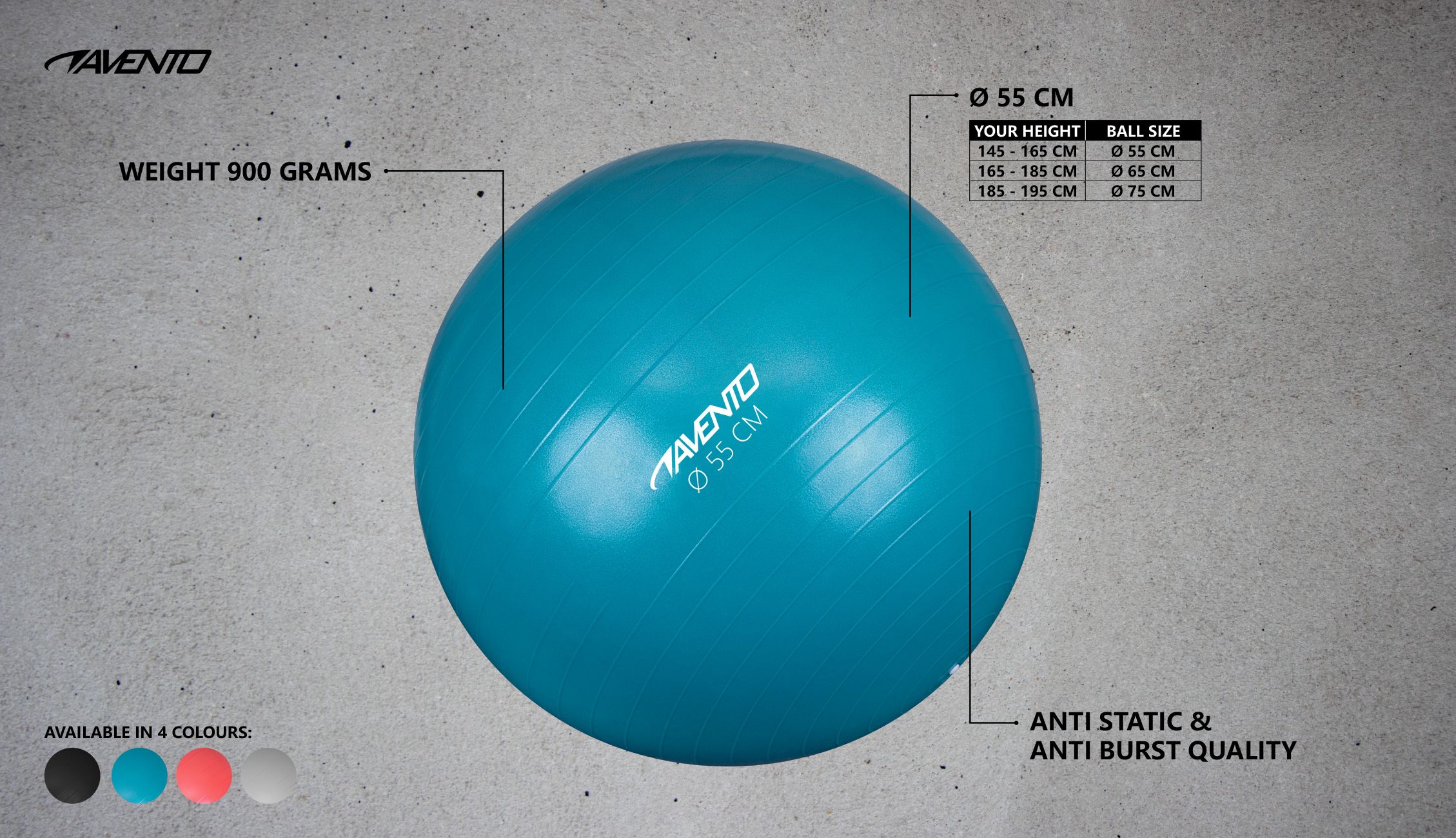 Gimnastikos kamuolys AVENTO 42OA-SLV 55cm