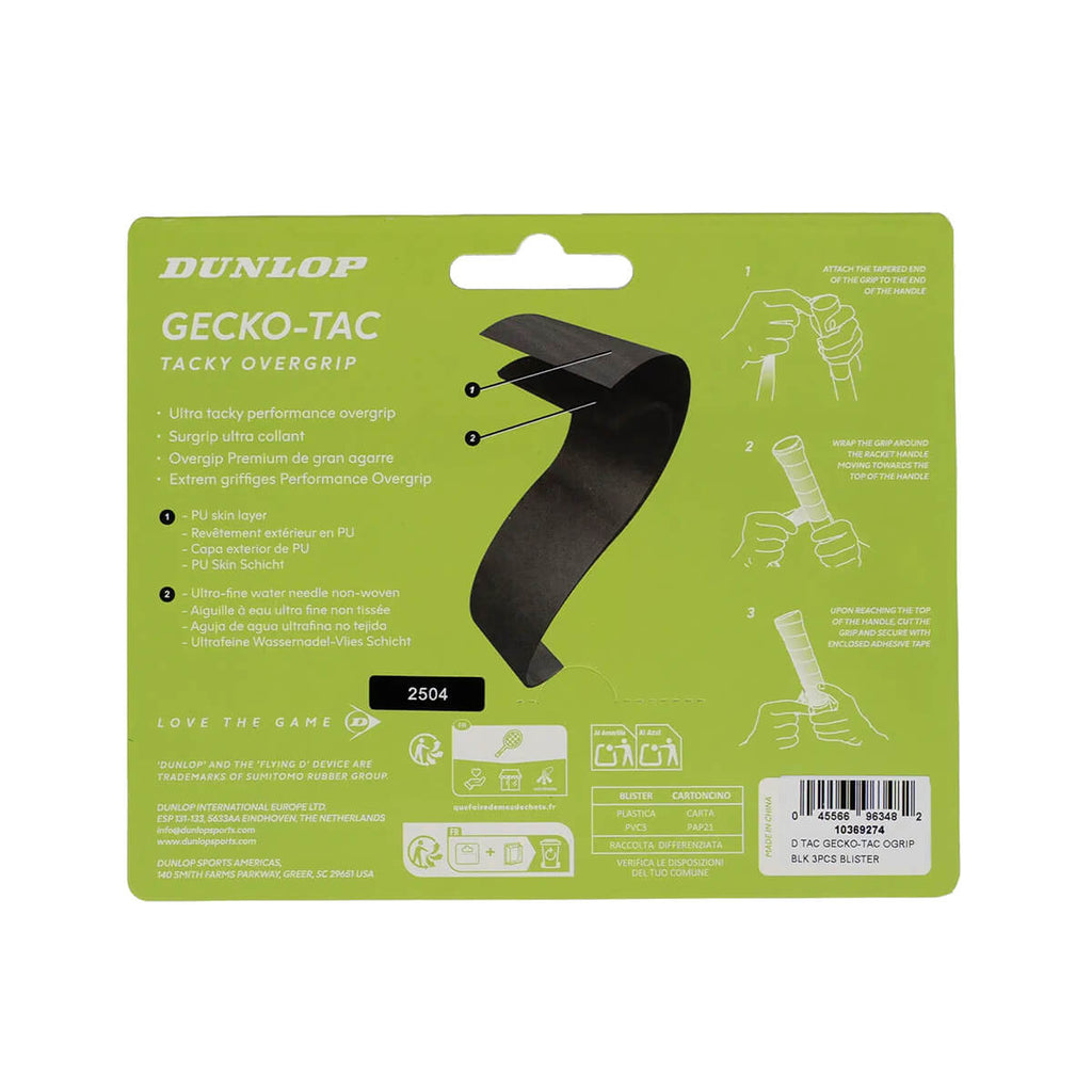 Teniso raketės virš. apvija DUNLOP GECKO-TAC ATP overgrip, black